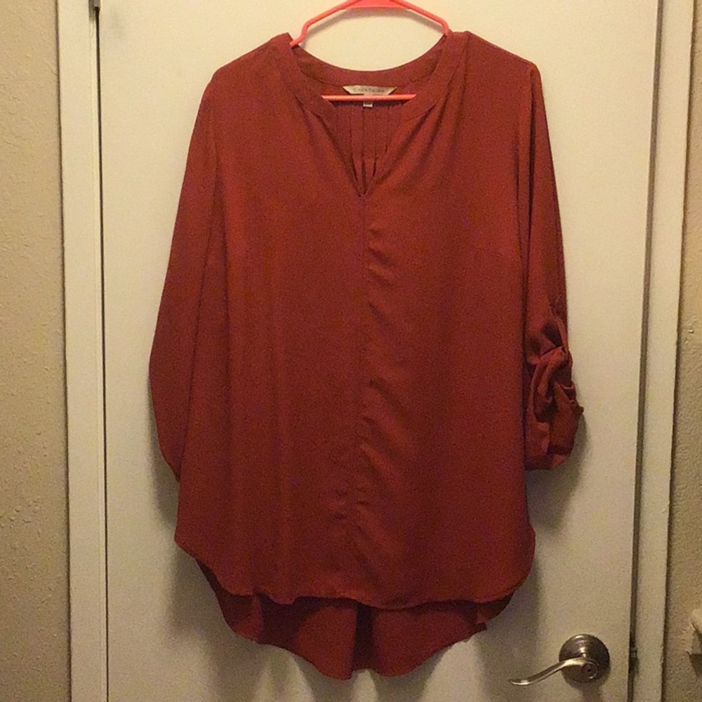 Burnt orange flowy blouse